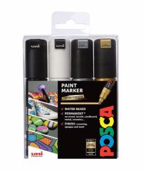 Uni-Ball POSCA PC-8K Negro, Oro, Plata, Blanco 4 pieza[s] 