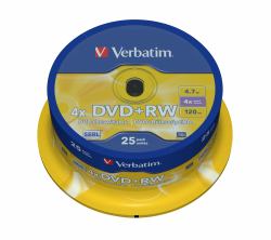 Verbatim DVD+RW Matt Silver 4,7 GB 25 pieza[s] 
