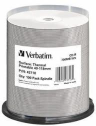 Verbatim CD-R Thermal Printable No ID Brand 700 MB 52x 100 pieza[s] 