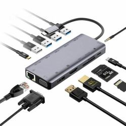 Cablenet 40-4113 base para portátil y replicador de puertos Alámbrico USB 3.2 Gen 2 [3.1 Gen 2] Type-C Plata 
