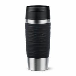 EMSA Travel Mug Waves 36 ml Negro, Acero inoxidable 