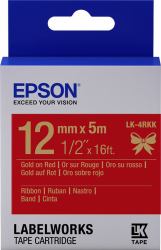 epson consumer et Epson Cartucho de etiquetas de cinta satinada LK-4RKK oro/rojo de 12 mm [5 m] 