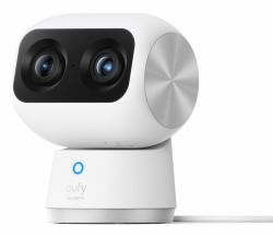 Eufy Security Indoor Cam S350, cámara doble, cámara de seguridad con resolución 4K UHD, zoom de 8× y PTZ de 360°, IA para personas y mascotas, ideal para monitor de bebé/cámara para mascotas/seguridad del hogar, Wi-Fi de doble banda 