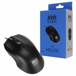 Evo Labs MO-128 ratón Oficina Ambidextro USB tipo A Óptico 800 DPI 