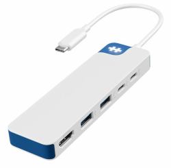 HYPER HD4101BUGL base para portátil y replicador de puertos USB Tipo C Azul, Blanco 