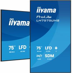 iiyama LH7575UHS-B2AG pantalla de señalización Pantalla plana para señalización digital 190,5 cm [75"] LCD Wifi 500 cd / m² 4K Ultra HD Negro Procesador incorporado Android 11 24/7 