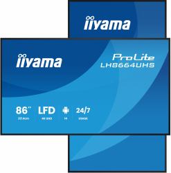 iiyama LH8664UHS-B3AG pantalla de señalización Pantalla plana para señalización digital 2,17 m [85.6"] Wifi 500 cd / m² 4K Ultra HD Negro Procesador incorporado Android 24/7 