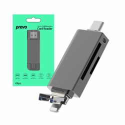 PREVO CR312 lector de tarjeta USB Type-A/USB Type-C/Lightning Negro 