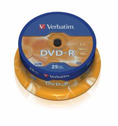 Verbatim 43667 4,7 GB DVD-R 25 pieza[s] (DVD-R, General, 25X, 4.7GB - 25 Pack - Warranty: 36M)