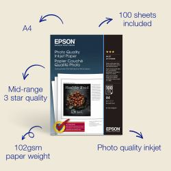 Epson Photo Quality Inkjet Paper - A4 - 100 hojas (PHOTO QUALITY INK JET PAPER A4)