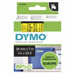 DYMO D1 etiquetas auténticas | impresión negra sobre fondo amarillo | 24 mm × 7 m | etiquetas autoadhesivas para etiquetadoras LabelManager (D1 - TAPE DYMO 24MMX7M - BLACK/YELLOW)