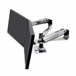 Ergotron LX Series 45-245-026 soporte para monitor 68,6 cm [27"] Escritorio Plata (LX DUAL SIDE BY SIDE ARM POLISH - 27IN 18.1KG LIFT33 MIS-D 10Y WA)