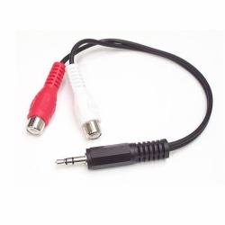 StarTech.com Cavo audio stereo 15 cm - 3,5 mm maschio a 2 femmina RCA (6IN STEREO AUDIO CABLE - 3.5MM - MALE TO 2X RCA FEMA)