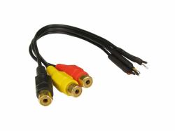 Cables Direct 3xRCA, 25cm cavo audio 0,25 m Nero (CDL 0.25m Three RCA to Free Ends)
