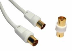 Cables Direct 2TV-10 cavo coassiale 10 m Bianco (CDL 10m TV +Female Coupler - White)