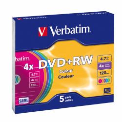 Verbatim DVD+RW Colours 4,7 GB 5 pieza[s] (VERBATIM DVD+RW SERL 4.7GB 4X COLOUR SURFACE [5 PACK])