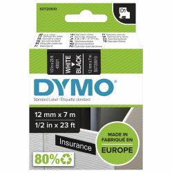 DYMO D1 etiquetas auténticas | impresión blanca sobre fondo negro | 12 mm × 7 m | etiquetas au...