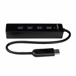 StarTech.com Adaptador Concentrador Hub Ladrón USB 3.0 [5Gbps] Super Speed Portátil de 4 Puertos Salidas - Negro (4 PORT USB 3.0 HUB MINI - LAPTOP USB USB HUB ADAPTER)