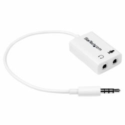 StarTech.com Adaptador de Auriculares con Micrófono Mini-Jack 3,5mm 4 pines a Conectores de Auriculares y de Micrófono - M a 2xH Blanco (HEADPHONE MICROPHONE SPLITTER - - 4 PIN TO 2X 3 PIN 3.5MM ...