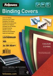 Fellowes Delta A4 Papel Rojo 100 pieza[s] (A4 Leatherboard Covers Red 100pk [FSC])