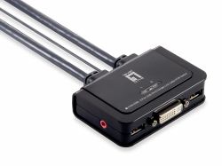 LevelOne KVM de 2 puertos, DVI, USB, Audio 