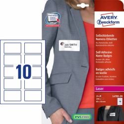 Avery L4785-20 etiqueta autoadhesiva Rectángulo redondeado Desmontable Blanco 200 pieza[s] (Avery - etiketter for navneskilte - 20)
