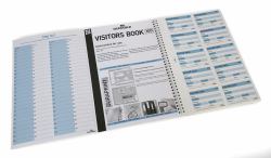 Durable PU Leather GDPR Visitor Book 100 Name Badges & Security Sheet