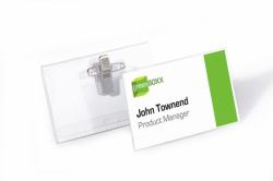 Durable Portanombres de PVC con pinza combi (Durable COMBI CLIP and Pin Name Badge Holders and Inserts PK50 54x90mm)
