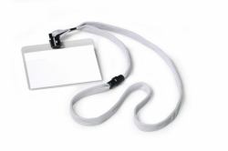 Durable 813910 insignia/pase Placa identificativa Textil 10 pieza[s] (Durable Lanyard Name Badge 60x90mm Grey [10])