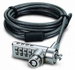 Dicota D30887 cavo di sicurezza Nero, Acciaio inossidabile 2 m (SECURITY CABLE T-LOCK COMBIN - MASTERKEYED 3X7MM SLOT)