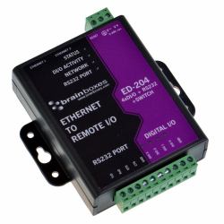 Brainboxes ED-204 Ethernet to 4 Digital IO and RS232 Serial Port with Ethernet Switch módulo digital y analógico i / o (Brainboxes Ethernet to 4 DIO ED-204)