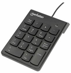 Manhattan 176354 tastierino numerico Universale USB Nero (Numeric Keypad, Wired, USB-A, 18 Full Size Keys, Black, Membrane Key Switches, Windows and Mac, Three Year Warranty, Blister)
