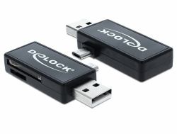 DeLOCK 91731 lettore di schede USB 2.0 Nero (Delock Micro USB OTG Card Reader + USB)