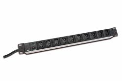 Digitus 10-Outlet Strip 10 salidas AC 250 V Negro 2 m (DIGITUS ALU IEC C13 OULET STRIP - 10 OUTLETS)