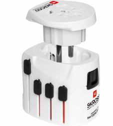 Microconnect PETRAVEL27 conector eléctrico Blanco (SKROSS World Adapter Pro+ - Suitable for 2-&3- pole - 100-250V, Integrated fuse 7A - Warranty: 300M)