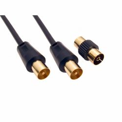 Cables Direct 2TV-000HBK cavo coassiale 0,5 m RF Nero (CDL 0.5m AERIAL M-M+ Coupler - BLK)