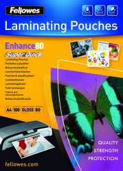 Fellowes 5440001 pellicola per plastificatrice 100 pz (Superquick Lam Pouch 80MIC A4 100pk)
