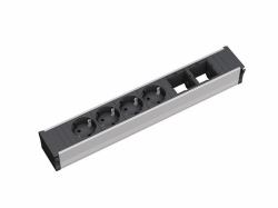 Bachmann 912.007 4AC outlet[s] Nero, Argento prolunghe e multiple (CONI 4xSchuko & 2xModule GST18)