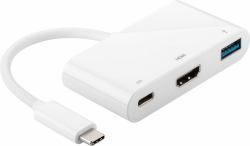 Microconnect USB3.1CCOM2 Adaptador gráfico USB Blanco (USB-C to USB 3.2 Gen 1 - /HDMI/USB-C HDMI1.4 - Female/USB3.0A Female/ USB-C Female, 0,2m, white - Warranty: 300M)