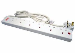 Cables Direct RB-02M06SPD prolunghe e multiple 2 m 6 presa[e] AC Interno Bianco (CDL 6 WAY 2MTR EXTENSION)