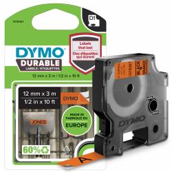DYMO Etiquetas duraderas D1 auténticas de | Impresión en negro sobre cinta naranja | 12 mm x 3 ...