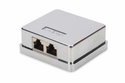 Digitus DN-93713 caja de tomacorriente RJ-45 Plata (DIGITUS PRO CAT 6A SURFACE - MOUNT BOX 2-PORT)