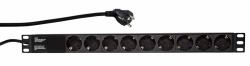 LogiLink PDU9C03 limitador de tensión Negro 9 salidas AC 230 V 2 m (19" PDU 9 x CEE 7/3 socket, - without switch, black - PDU9C03, 9 AC outlet[s], Type F, 230 V, 50 - 60 Hz, 16 A, 3500 W - Warrant...