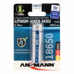 Ansmann Li-Ion Akku 18650 Rechargeable battery Lithium-Ion [Li-Ion] (Li-Ion Akku 18650 - Rechargeable Battery - Lithium-Ion [Li-Ion] - Warranty: 12M)