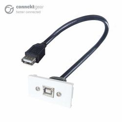 CONNEkT Gear 20-0013 placa de pared y cubierta de interruptor Blanco (0.2M AV SNAP-IN USB2-B 25X50 - WHITE)