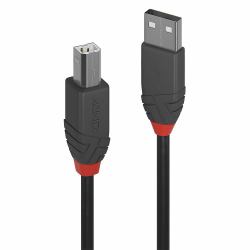 Lindy 36670 cable USB USB 2.0 0,2 m USB A USB B 0,48 Gbit/s Negro, Gris (0.2M USB 2.0 TYP A AN B KABEL - ANTHRA LINE)