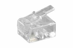 Microconnect KON501-10R cavo di collegamento RJ-11 6P4C Trasparente (Modular Plug RJ11 6P4C, 10pcs - Unshielded version, - for round cables, 4pol. connected - Warranty: 300M)
