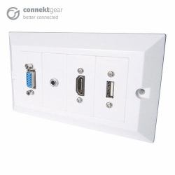CONNEkT Gear 20-1050 Placca copripresa e copri interruttori Bianco (5M AV SNAP-IN MOD CABLE KIT - HDMI/VGA/USB-B/3.5MM + USB-A)