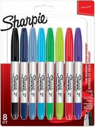 Sharpie 2065409 marcador permanente Multicolor 8 pieza[s] (Sharpie Permanent Markers Twin Tip Assorted Colours Pack of 8)