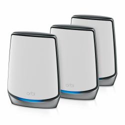 NETGEAR Orbi RBK853 AX6000 WiFi 6 Mesh System Banda tripla [2.4 GHz/5 GHz/5 GHz] Wi-Fi 6 [802.11ax] Grigio 4 Interno (NETGEAR ORBI RBK853 WLAN-SYSTEM,ROUTER + 2 EXTENDER GIGE)